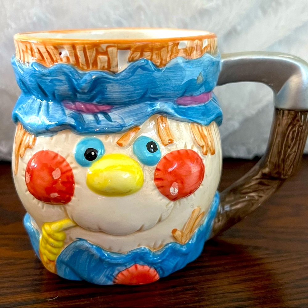 Scarecrow Mug planter fall themed. 4" tall, collectible seasons gift coffee tea
